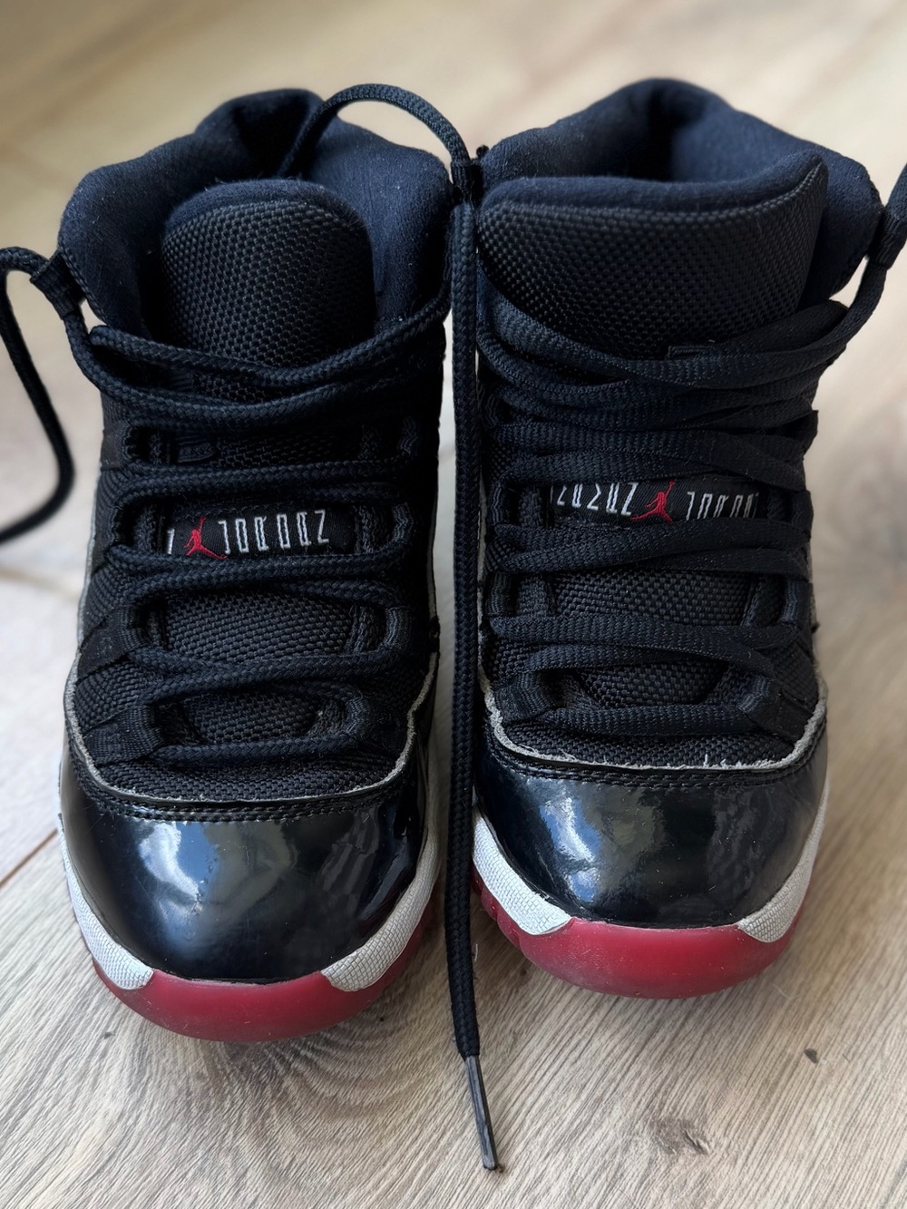 Jordan 11 Kids Black/Red High-Top Sneakers size 12C